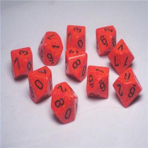 Chessex Fire Speckled D10 Dobbelsteen Set (10 stuks)