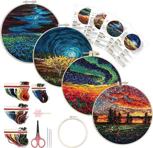 BOTC Borduurpakket - Borduurset van 4 - Borduurpakketten voor Volwassenen - Hobby en Creatief - Borduren