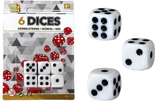 Dobbelstenen 6 stuks op kaart Ø1,5cm