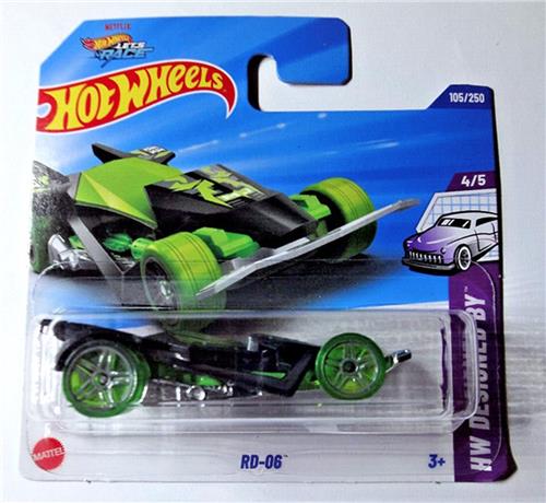 HOT WHEELS RD-06 BLACK GREEN 105/250 HW DESIGNED BY 4/5 SHORT CART