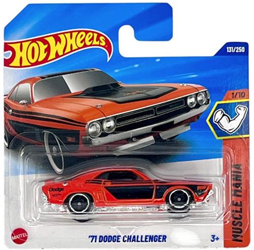 HOT WHEELS '71 DODGE CHALLENGER COUPE BLACK ORANGE 131/250 1:64 HW MUSCLE MANIA 1/10 SHORT CART