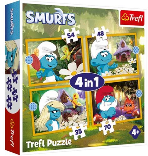 Smurfen puzzels - 4 in 1 - De smurfen - 35,48, 54 en 70 stukjes.