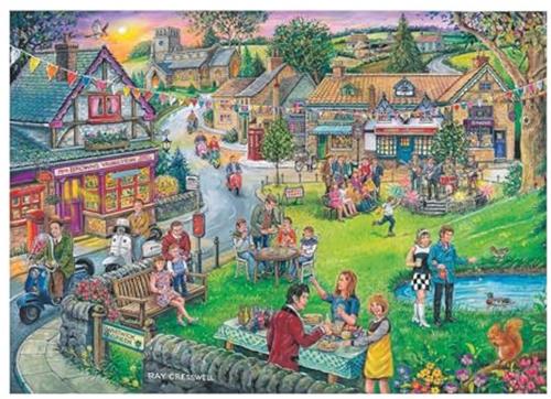 HOP - House of Puzzles XXL Teile - Dorfplatz in den Sechzigern - 250 Teile.