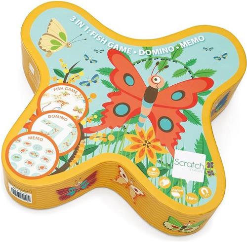 Scratch Vlinderspel 3-in-1 Hengel, Domino, Memorie