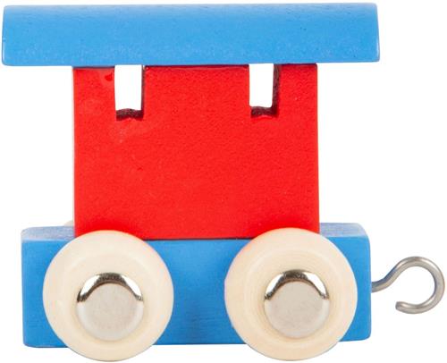 Small Foot - Houten Lettertrein Wagon Rood/Blauw - 12 stuks