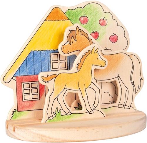 Houten kleurplaat, ponyboerderij - Goki (58714)