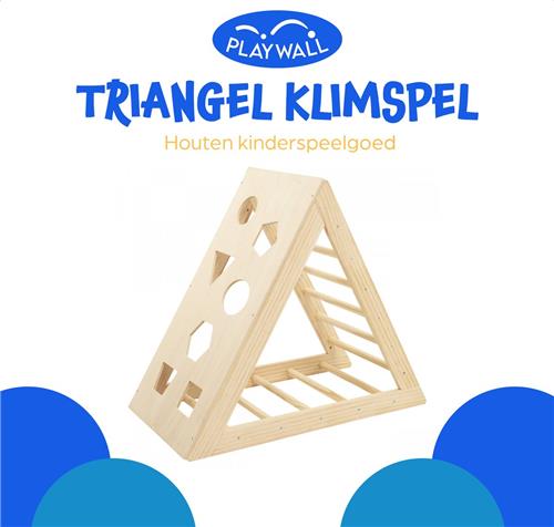 PLAYWALL Triangel klimspel  Klimdriehoek peuters  Houten kinderspeelgoed  Montessori  Klimrek kinderen Ondersteund de zelfontwikkeling  L78xB43.5xH90 cm