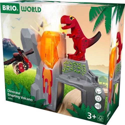 BRIO World  36092 Dinosaurussen met vulkaanuitbarsting | Set speelgoedtreintjes voor kinderen vanaf 3 jaar