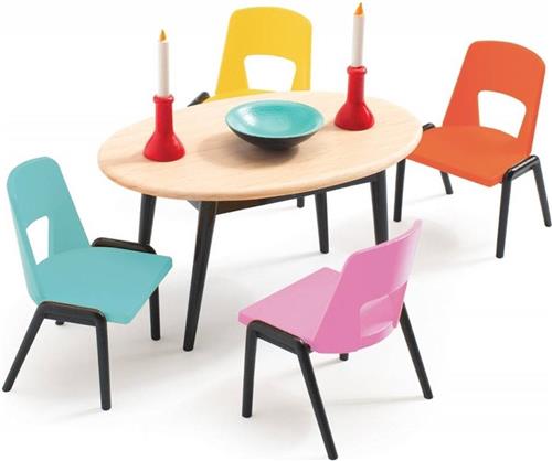 Djeco - Meubelsetje voor Poppenhuis - Eetkamer