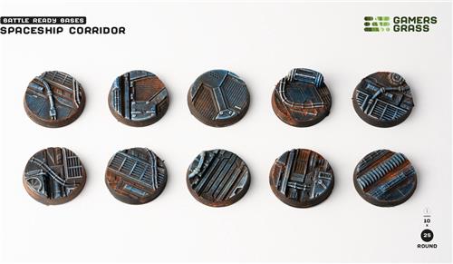 Spaceship Corridor Bases Pre-Painted (10x 25mm Round )