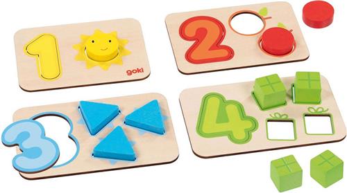 Goki Houten Vormenpuzzel Cijfers en Vormen, 18st.