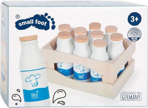 Small Foot - Houten Krat met Melkflessen, 12dlg.