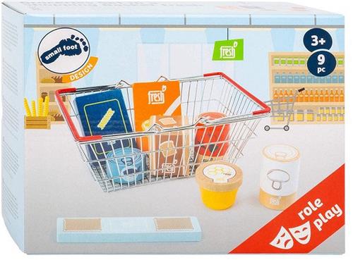 Small Foot - Houten Speeleten in Winkelmandje, 9dlg.