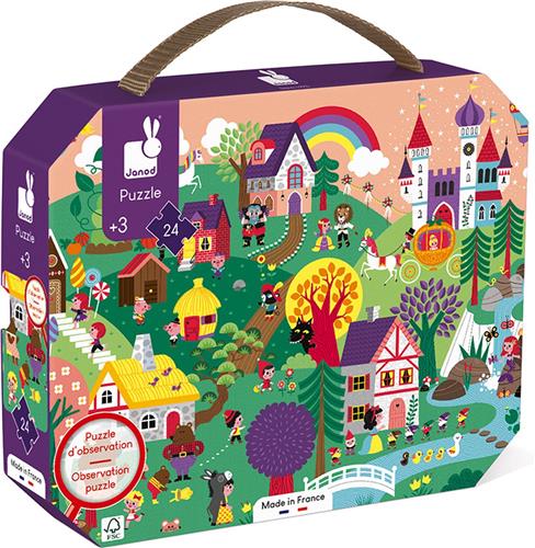 Janod - Zoekpuzzel Sprookjes - In Puzzelkoffer - 24 Stukjes - Geschikt Vanaf 3 Jaar