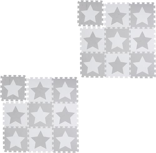 Relaxdays 18 x puzzelmat ster - speelmat - speelkleed - vloerpuzzel - speeltapijt  grijs