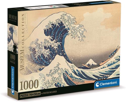 Clementoni Puzzels voor volwassenen - Hokusa - La Grande Onda, Museum Puzzel 1000 Stukjes, 14-99 jaar - 39707 COMPACT BOX
