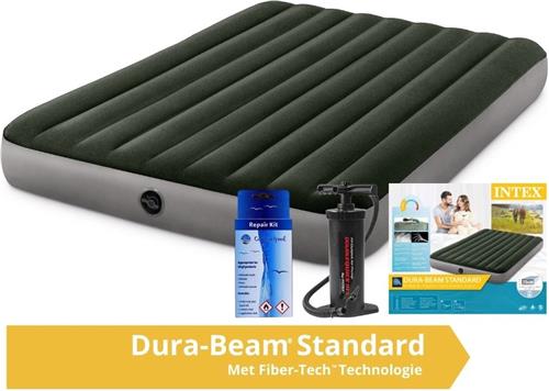 Intex Prestige Downy - Luchtbed - 2 Persoons - Met Repairset en Handpomp - 203x152x25 cm - PVC - Groen