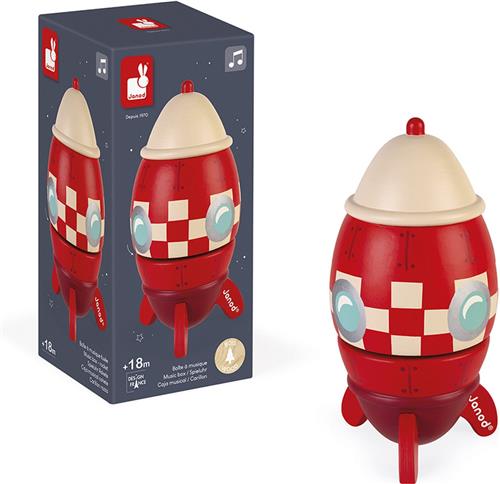 Janod Muziekdoosje - Raket - Houten Muziekdoos - Voor Jong En Oud! - Draait Langzaam Rond Op Het Ritme Van De Muziek Twinkle Twinkle Little Star