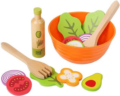 Small Foot - Houten Speeleten Salade Speelset, 15dlg,
