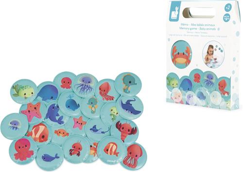 Janod Badspeelgoed - Memoryspel Babydieren - De 24 Geïllustreerde Stukken Blijven Drijven In Het Water! - Geschikt Vanaf 2 Jaar