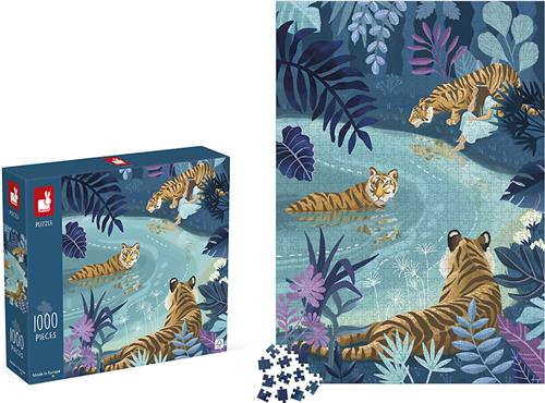 Janod Kidult Puzzel - Tijgers Bij Maanlicht - 1000 Stukjes - Geschikt Vanaf 9 Jaar
