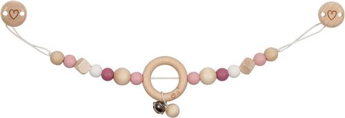 Goki Houten Wandelwagenketting Hart Roze met Clips