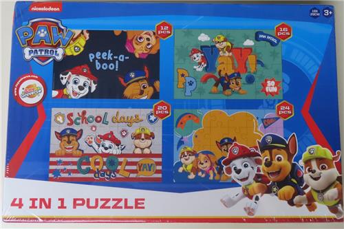 Paw Patrol 4 in 1 puzzel - Boys - Multicolor - Karton - 19 x 29 cm - 3+