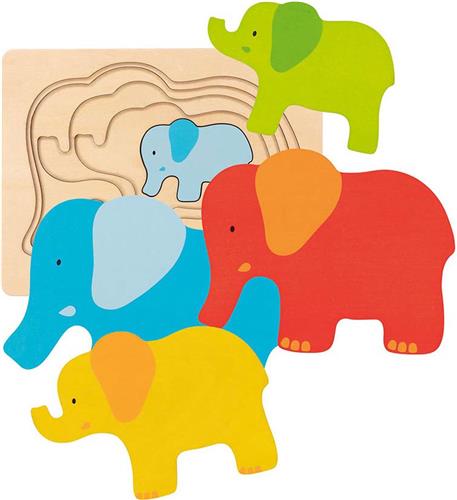 Goki Houten Lagenpuzzel Olifant, 5st.