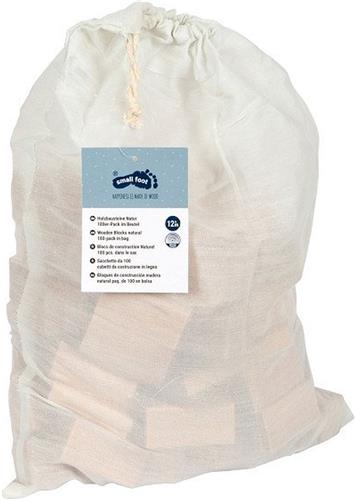 Small Foot - Houten Bouwblokken Natuurlijk in Zak, 100dlg.