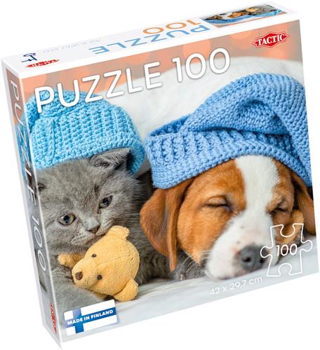 Cute Kitten and Sleepy Dog puzzel 100 stukjes