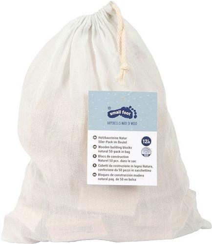 Small Foot - Houten Bouwblokken Natuurlijk in Zak, 50dlg.