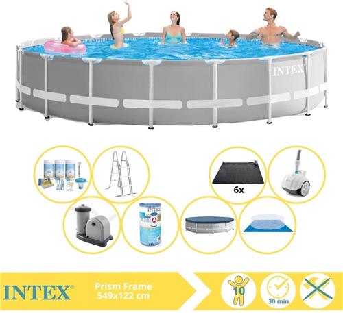 Intex Prism Frame Zwembad - Opzetzwembad - 549x122 cm - Inclusief Onderhoudspakket, Filter, Zwembad Stofzuiger en Solar Mat