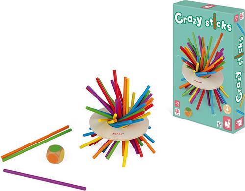 Janod Spel - Crazy Sticks - Behendigheidsspel - Strategiespel - Familiespel Voor Urenlang Speelplezier! - Voor 2 tot 6 Spelers - Geschikt Vanaf 3 Jaar