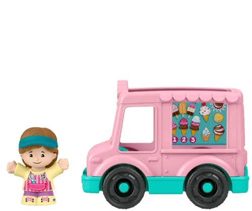 Fisher Price Little People ijscowagen - Roze - 12 cm groot - Inclusief figuurtje - Zomerspeelgoed - Buiten