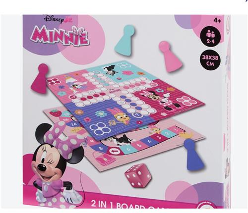 Minnie Mouse Bordspel - 2 in 1 BordSpel - 2 to 4 Personen - 38x38 cm - Familie Spel - Kinder Spelletjes - Vakantie - Vanaf 4 Jaar - Minnie Mouse - Hoge Kwaliteit