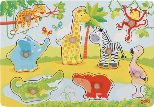 Goki Lift out puzzle, African baby animals 30 x 21 x 2