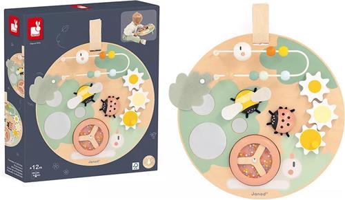 Janod Sweet Cocoon - Activiteitenbord - Dit Houten Bord Bestaat Uit Verschillende Tuindieren Voorzien Van Leuke Functies En In Totaal 7 Activiteiten - Geschikt Vanaf 1 Jaar