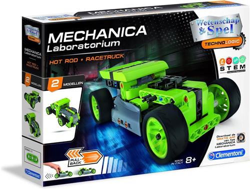 Clementoni - Mechanica Laboratorium - Showwagen - Pullback - Constructiespeelgoed STEM, bouwset voor kinderen