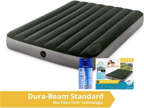 Intex Downy - Luchtbed - Twijfelaar - Inclusief Ingebouwde Voetpomp en Repairset - 191x137x25 cm - PVC - Groen