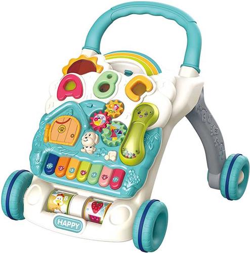 2in1 Loopwagen Baby - Leren Lopen & Spelen - ERGONOMISCHE Baby Walker incl. Afneembaar Speelblad - Looptrainer met Licht & Muziek - Educatief & Stimulerend
