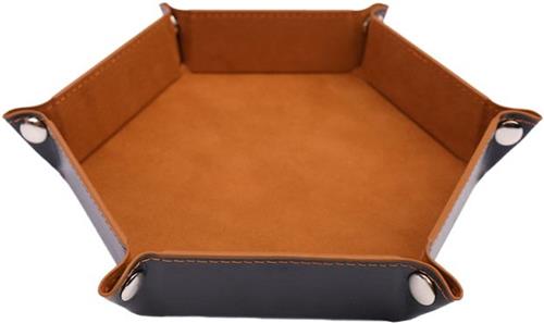 Dobbelsteenbak zes hoekig - dice tray - dobbelbeker -  yathzee - dobbelbak - bruin