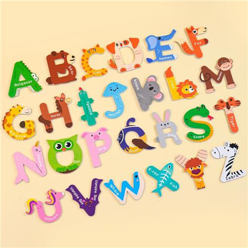 BOTC Thick Alphabet Magnets - 26 stuks - Dieren Kleurrijke ABC Magnetische Letters - Peuters Kleuters Leren Spelling