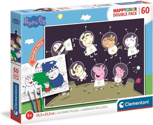 Clementoni Double Face Coloring - Peppa Pig Puzzel 60 Stukjes 1 Stuk