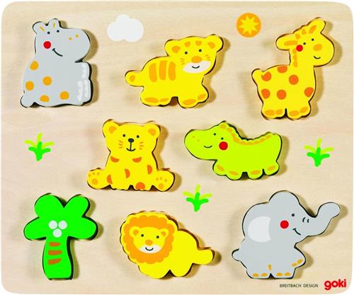 Puzzel: WILDE DIEREN 28,5x23,5cm, 8-delig, hout