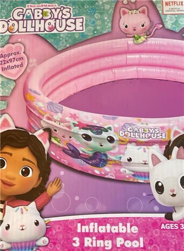 Zwembad - Gabby's Dollhouse - 97 x 22 cm - Roze - Kinderbad Gabby's Poppenhuis - Vanaf 3 - 6 Jaar - Zwembad Met 3 Ringen - Opblaasbaar Zwembad - Zwemplezier In De Tuin - Zomer Speelgoed - Kinderzwembad - Opblaas Bad - Water Bad - Gabby - 3R