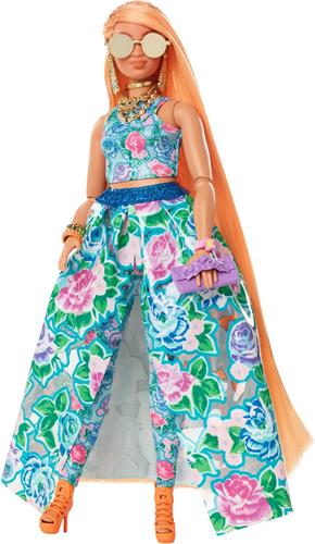 Barbie Extra Fancy Barbiepop - Blond - Gebloemde set - Barbiepop