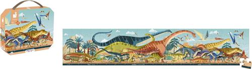 Janod Dino - Panorama Dino Puzzel - 100 Stukjes - Een Geïllustreerde Tijdlijn Van Het Dinotijdperk! - Geschikt Vanaf 6 Jaar