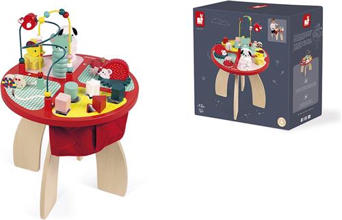 Janod Baby Forest - Houten Activiteitentafel - Met 4 Verschillende Speelgebieden - Geschikt Vanaf 12 Maanden