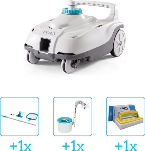 Zwembadonderhoud - Intex Zwembad stofzuiger ZX100 - Automatisch - 28006 inclusief Schoonmaakset - Skimmer en Scrubborstel - 4-delig - Geschikt voor alle type zwembaden - Zwembadstofzuiger