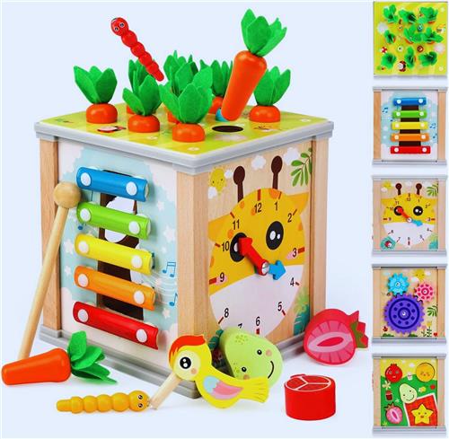 Houten Activiteitenkubus  Montessori Speelgoed Met Xylofoon & Vormsorteerder  Educatief Babyspeelgoed Voor 1-3 Jaar  Eerste Verjaardagscadeau Voor Jongens & Meisjes